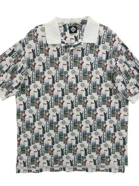 TABASCO Polo Shirt All Over Print Golf Team Vintage 90s Size MEDIUM